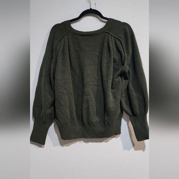 Scoop Olive Green Cozy Green Ballon Sleeves Sweater Size L - Picture 2 of 9